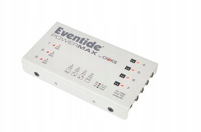 Furnizues energjie për pedale Eventide PowerMax 1233-000, dalje DC të izoluara, dalje 5V USB dhe 24V DC, i bardhë
