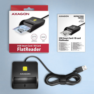Lexues karte identiteti Axagon CRE-SM3N, USB 2.0, Smart Card, i zi
