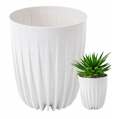 Vazo lulesh Lamela Flowerpot Mira 907-05, plastike, Ø25 cm, e bardhë