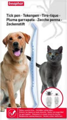 Pincë për rriqna Beaphar me dy anë, plastike, e rehatshme në dorë, e bardhë