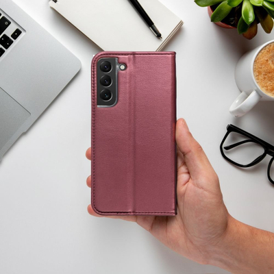 Kabullë telefoni Smart Magneto për Samsung A23 5G, me kapak, me vend për karta, ngjyrë burgundy