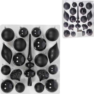 Set zbukurimi për pemën e Vitit të Ri Koopman 19 copë, plastikë, i zi