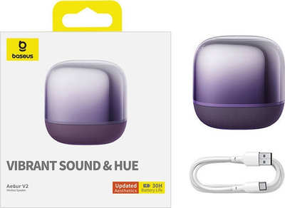 Звучник Bluetooth Baseus AeQur V2, безжичен, 30 часа батерија, виолетов