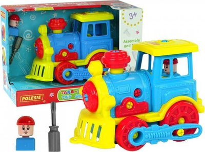 Lodër tren lokomotivë Polesie 84842, set ndërtimi me 48 pjesë, plastike, me shumë ngjyra