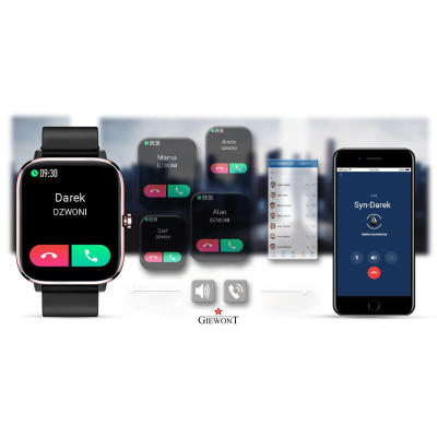 Ora inteligjente Giewont GW230-3, Bluetooth, mat puls, rozë me të zezë