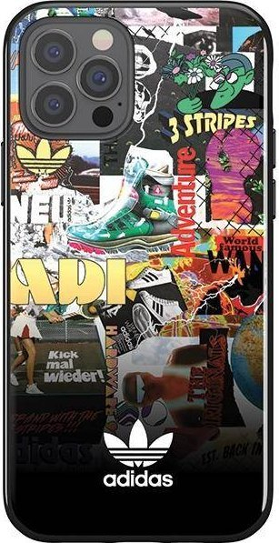 Kapotë telefoni Adidas Graphics Case për iPhone 12 / 12 Pro, print grafik me shumë ngjyra, kornizë e zezë
