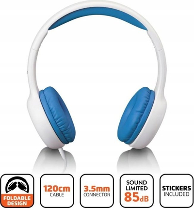 Kufje për kalamajt Lenco HP-010BU, me kabllo 1.2m, kufi volum 85dB, blu me të bardhë