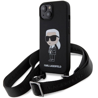 Këllëf telefoni Karl Lagerfeld KLHCP15SSCBSKNK, për iPhone 15 6.1", silikon i fortë, i zi