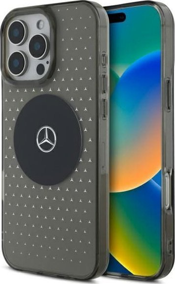 Kapak telefoni Mercedes MB Star Pattern për iPhone 16 Pro 6.3", transparent, i zi