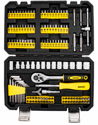Set veglash WMC 130 pjesë, çelësa dhe kaçavida, me bita