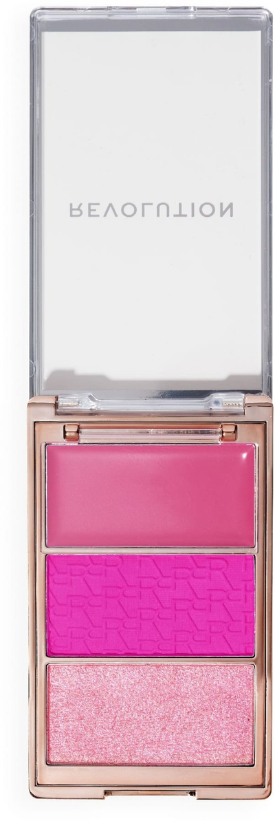 Палета руменила Revolution Blush Icon Palette Hot Pink Flag, висока пигментација, мат и сјајни нијанси