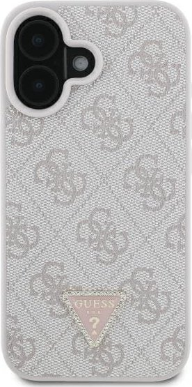 Mbulesë telefoni Guess GUHCP16SP4TDSCPP për iPhone 16 6.1", hardcase lëkurë eco, me rrip, rozë