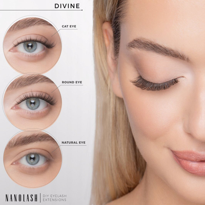 Set me qerpikë të rremë Nanolash Divine, 5 palë, të zinj