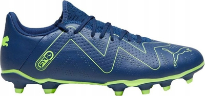 Këpucë futbolli PUMA FUTURE PLAY FG AG, për burra, për bar natyral edhe artificial, blu me jeshile fluo