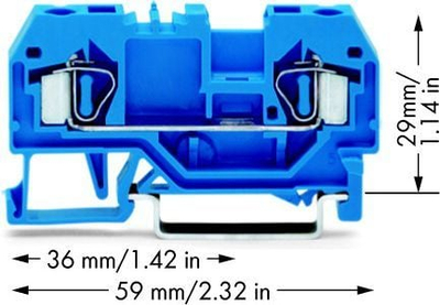 Klemë shine Wago 281-904, 2 përcjellës, 4mm², blu