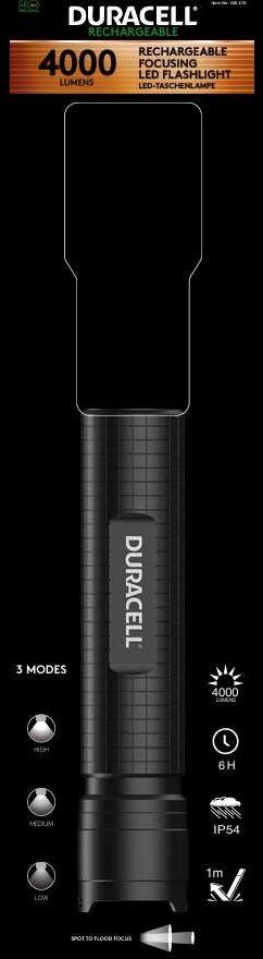 Llambë dore Duracell DF4000R, 4000 lm, e zezë