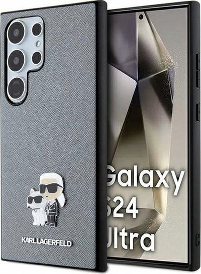 Mbrojtëse telefoni Karl Lagerfeld Saffiano Karl &amp; Choupette, për Samsung Galaxy S24 Ultra, lëkurë eco, gri