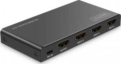 Ndërprës HDMI Digitus 3x1, 4K 60Hz, HDR, i zi