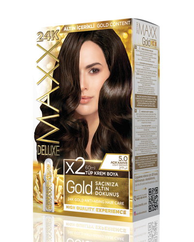 Set ngjyrë për flokë Maxx Deluxe Gold, 5.0 Light Brown, 50ml