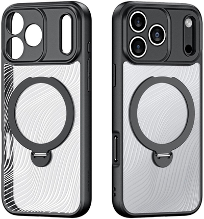 Mbrojtëse telefoni Dux Ducis Aimo Mag për iPhone 17 Pro, me magnet dhe me stand, e zezë