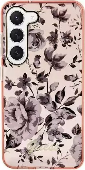 Hulë telefoni Guess Flower Collection GUHCS23MHCFWSP për Samsung Galaxy S23 Plus, kapak i fortë, rozë me lule