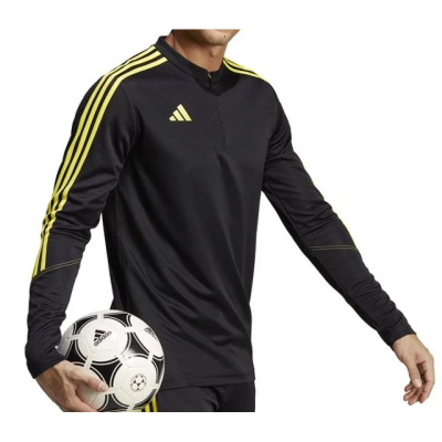 Bluzë stërvitje Adidas Tiro 23 Club Training Top IC1579, poliester i riciklum, teknologji Aeroready, e zezë