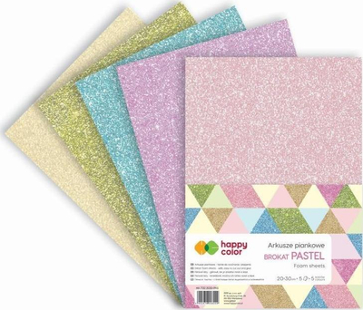 Fletë shkumë Gdd Glitter Pastel, A4, 2mm, set 5 copë, shumëngjyrëshe