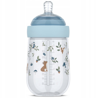 Шише за бебе Little Dutch Infant Bottle Forest Friends, 240 ml, силикон, проѕирно