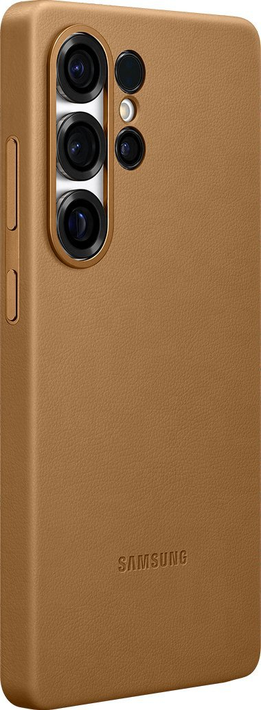 Mbulesë telefoni Samsung Kindsuit për Galaxy S25 Ultra, imitim lëkure, camel