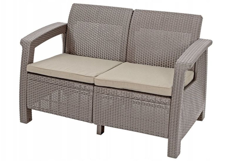 Divan kopshti Keter Corfu Love Seat, dyvendësh, plastikë imitim rattani, cappuccino