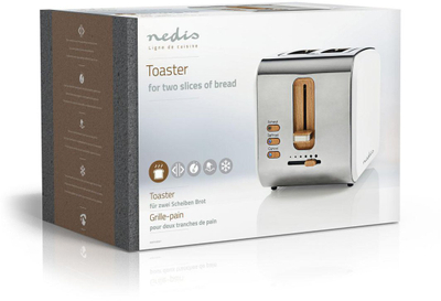 Tostjer inox Extra Wide, 900W, 2 vende, 6 nivele pjekjeje, i bardhë