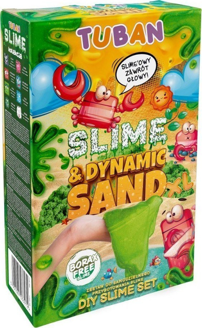 Set lojërash slime dhe rërë kinetike TUBAN DIY XL, slime jeshile, për fëmijë 3+