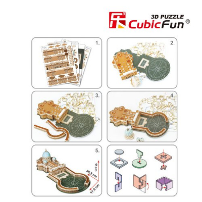 Puzzle 3D CubicFun C718H Bazilika e Shën Pjetrit, 56 pjesë, 36 cm, me ngjyra