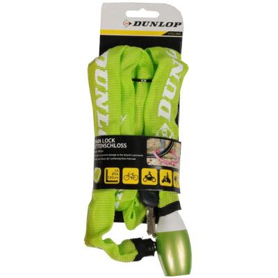 Zinxhir sigurie për biçikletë Dunlop, 120 cm, me çelës, i zi
