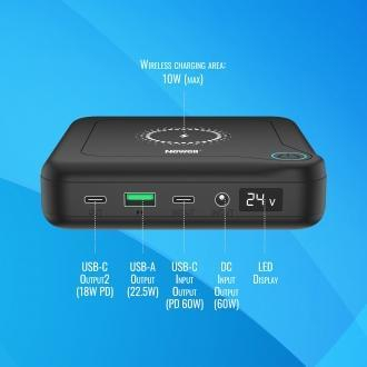 Надворешна батерија Newell GP12, 24000 mAh, PD 60 W, црна