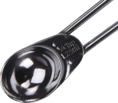 Set lugë matëse kuzhine, 4 copë, çelik inox, argjendtë