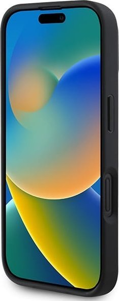 Kapak telefoni DKNY me lëkurë PU me kuadrata, për iPhone 16, model me vija, i zi
