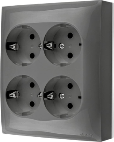 Prizë murale Simon Aquaclick, Schuko, 4‑fishe IP20, gri
