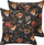 Set jastëkësh dekorativë Beliani RAMONDA, 45x45cm, velvet, shumëngjyrësh me motive florale
