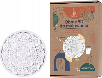 Pikturë 3D me reliev Mandala of Change, dekor muri, gips i bardhë