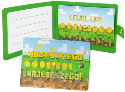 Portofol dhurate Kukartka Wallet Best Wishes Pixels, dizajn Minecraft, 11 x 8 cm, shumëngjyrësh