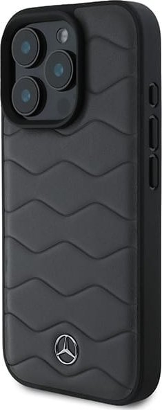 Këllëf telefoni Mercedes MB Waves Leather për iPhone 16 Pro Max 6.9", lëkurë, gri e errët