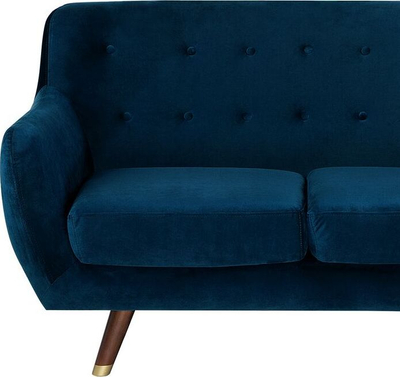 Divan BODO 2 vendsh, kadife poliestër, stil retro, blu navy