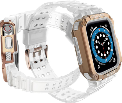 Ремче со заштитна рамка Hurtel Protect Strap Band за Apple Watch 45 44 42mm, TPU, спортско, розова