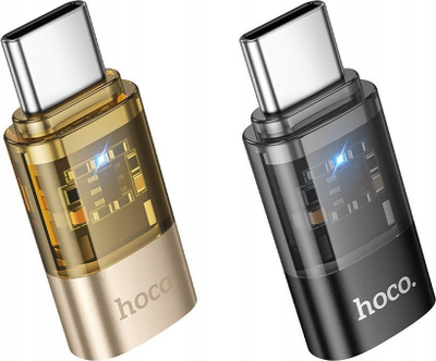 Адаптер Hoco UA36D Type C во Lightning, 3A, OTG, проѕирен црн