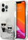Kapak telefoni Karl Lagerfeld Liquid Glitter Karl and Choupette për iPhone 13 Pro Max, transparent, argjend