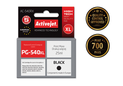 Ngjyrë për printer Activejet AC-540RX (zëvendësim për Canon PG-540XL), 25 ml, e zezë