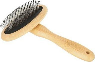 Furçë krehëse për qen edhe mace Dingo Oval Bamboo, 17.5 x 11.5 cm, bambu natyrale