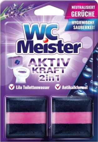 Bllok ngjyrues për depozitën e ujit të WC-së Meister Aktiv Kraft Lavender, 2x50g, me erë livandoje
