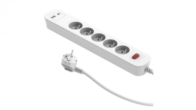 Zgjatues energjie SQUALL PD20, 5 priza, 2x USB 20W, 1.4 m, i bardhë